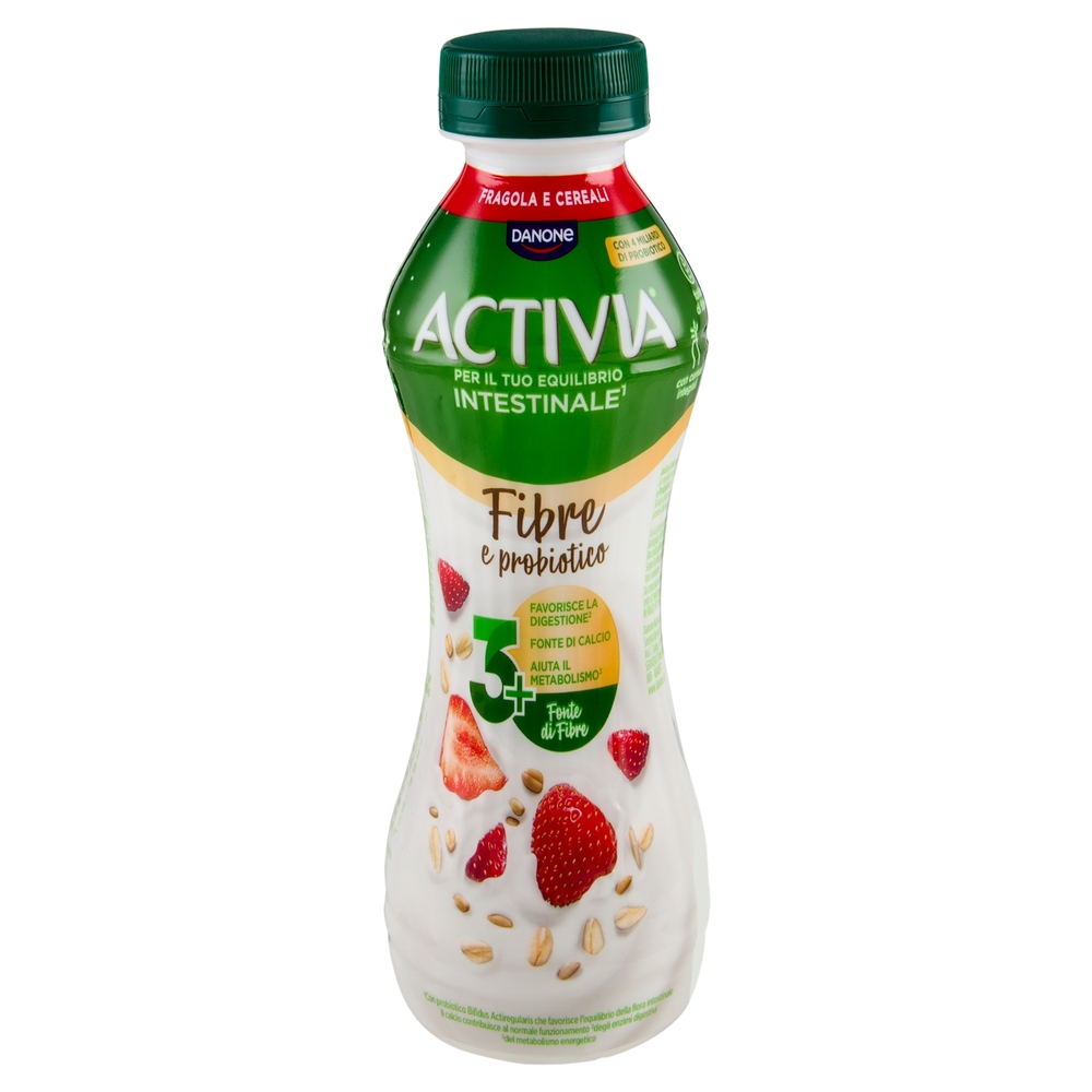 ACTIVIA da Bere, Fibre e probiotico, Fragola, Fonte di Calcio, aiuta metabolismo e digestione,270g